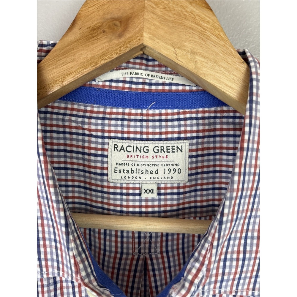 Racing Green British Style Long Sleeve Button Up Shirt Size XXL Gingham Preppy - Picture 2 of 7